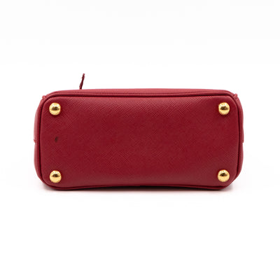 Galleria Micro Double Zip Red Saffiano