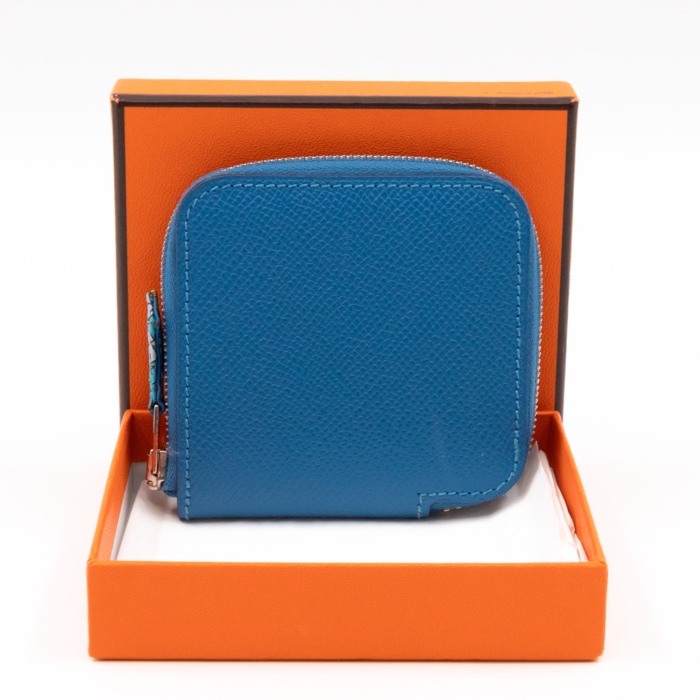 Silk'in Change Purse Blue Leather
