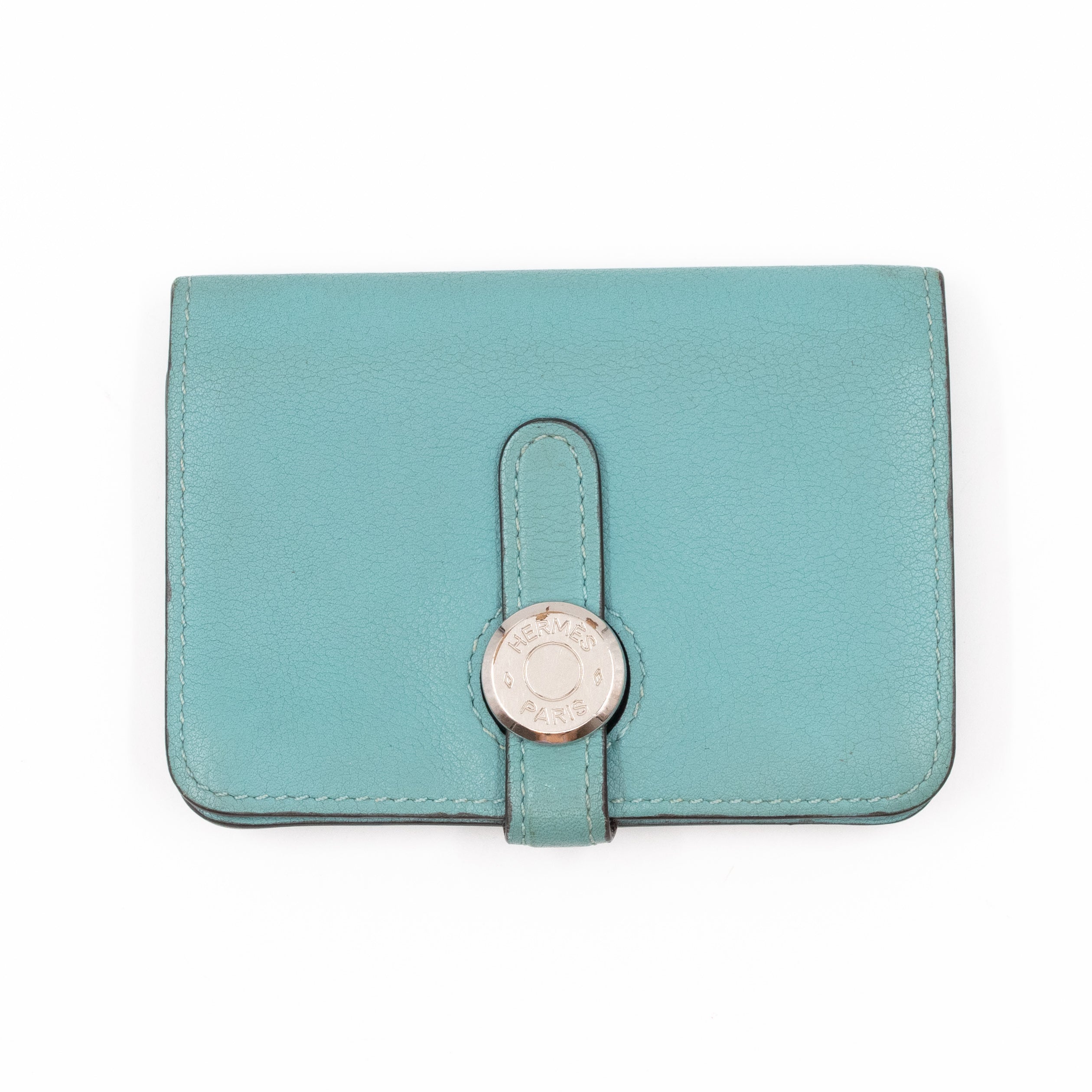 Hermès – Hermes Dogon Card Holder Turquoise Leather Palladium Hardware ...