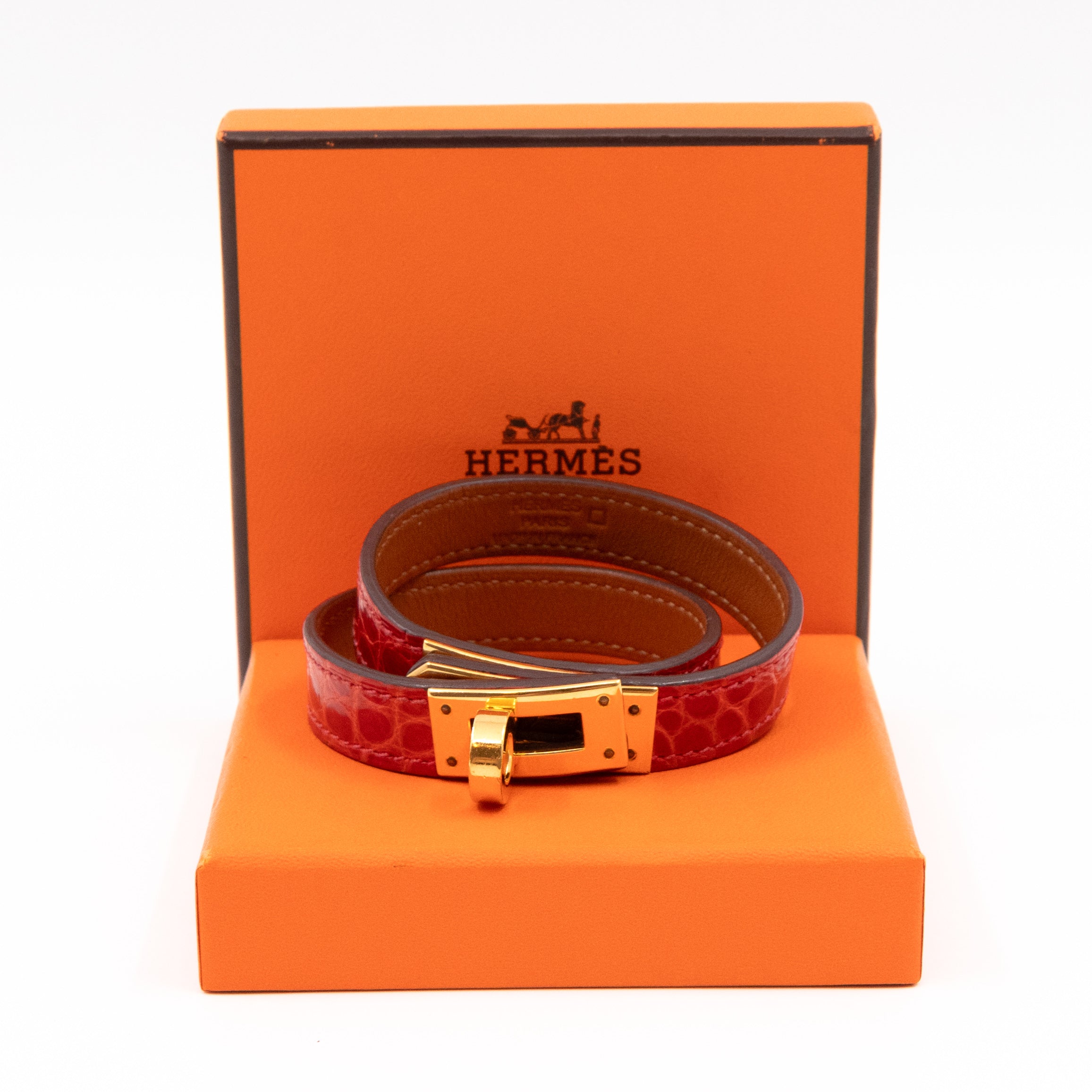 Kelly Double Tour Bracelet Red Alligator