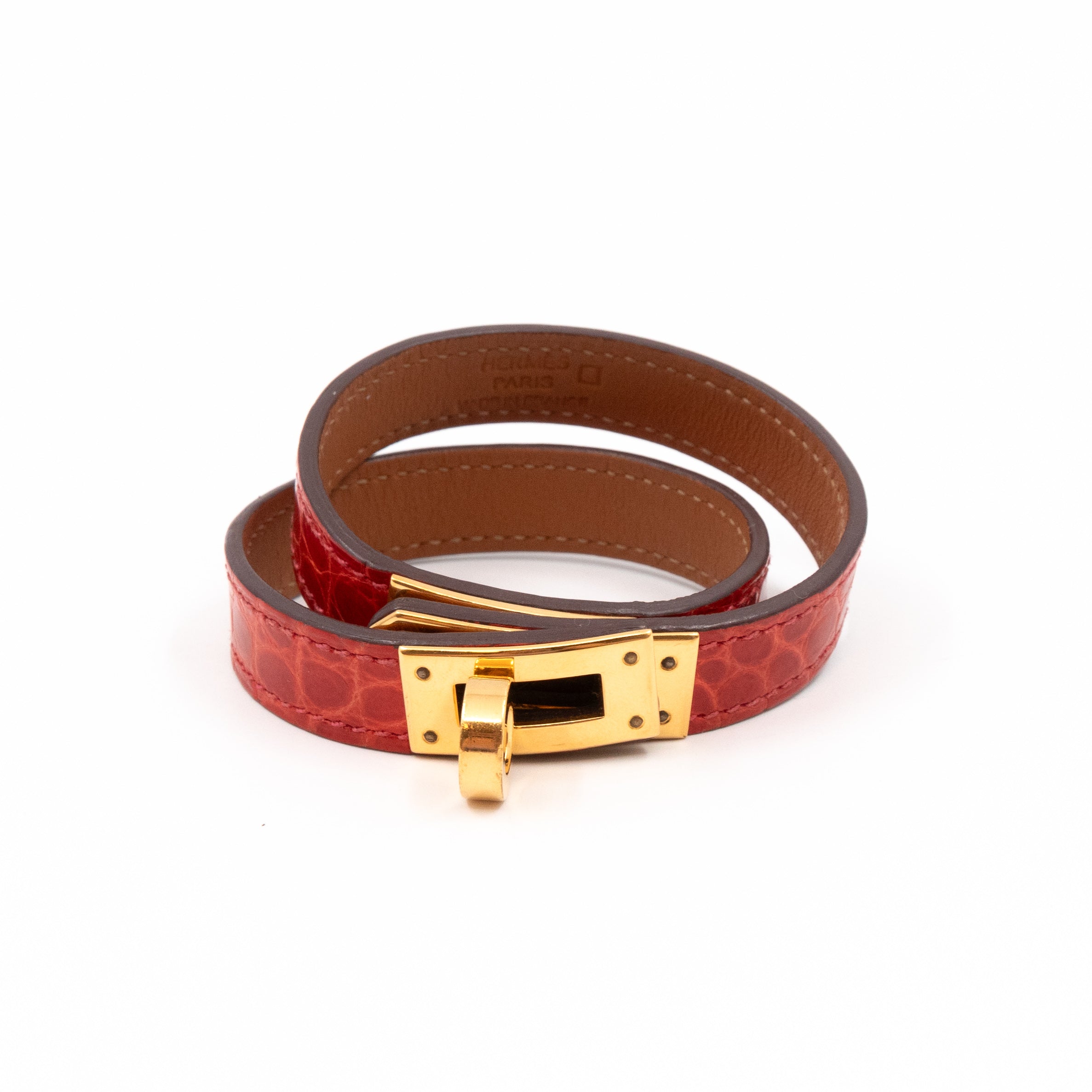 Kelly Double Tour Bracelet Red Alligator