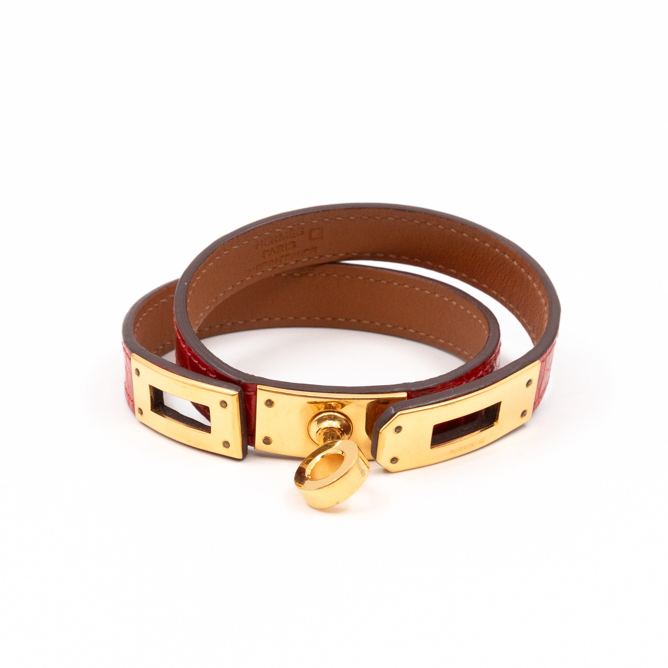 Kelly Double Tour Bracelet Red Alligator