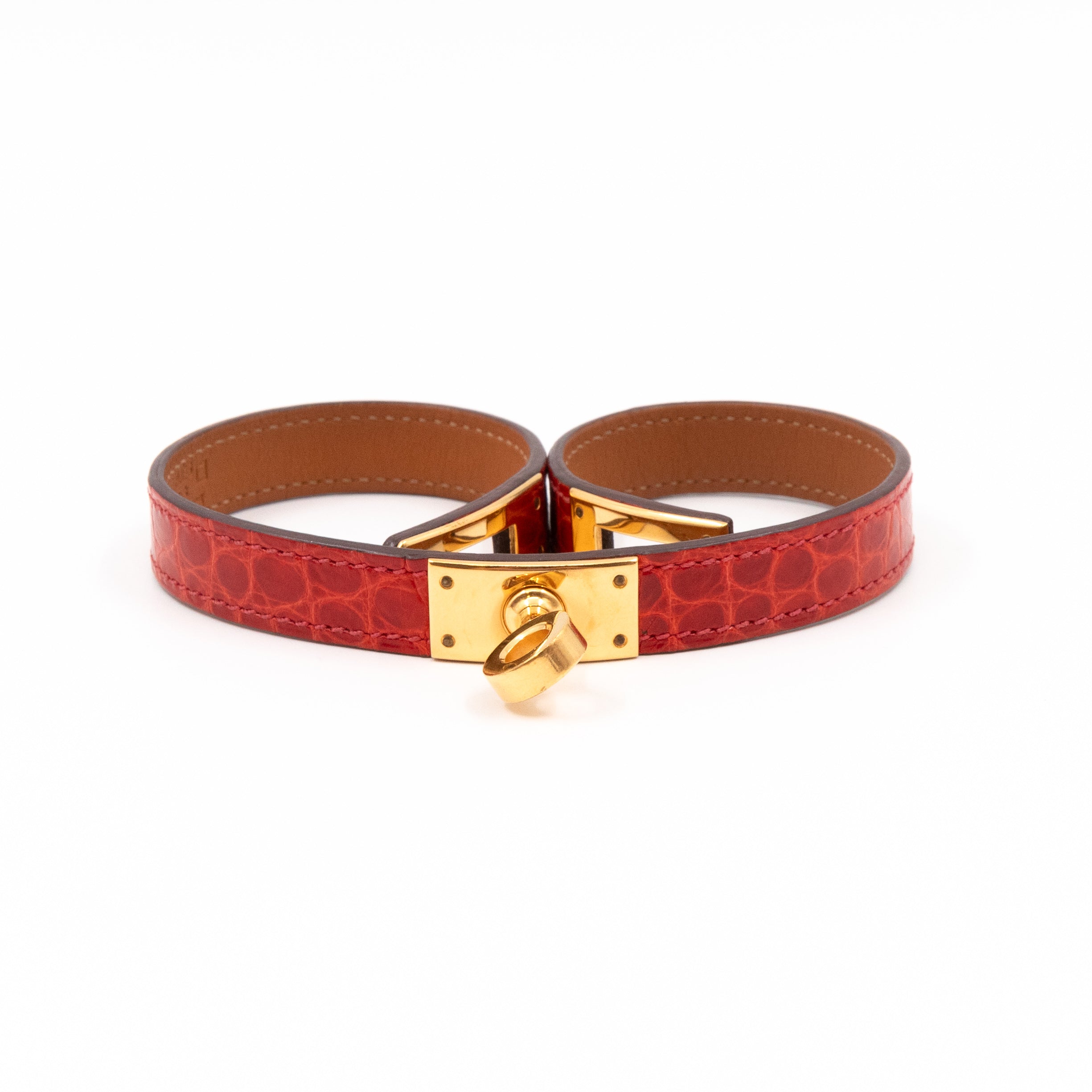 Kelly Double Tour Bracelet Red Alligator