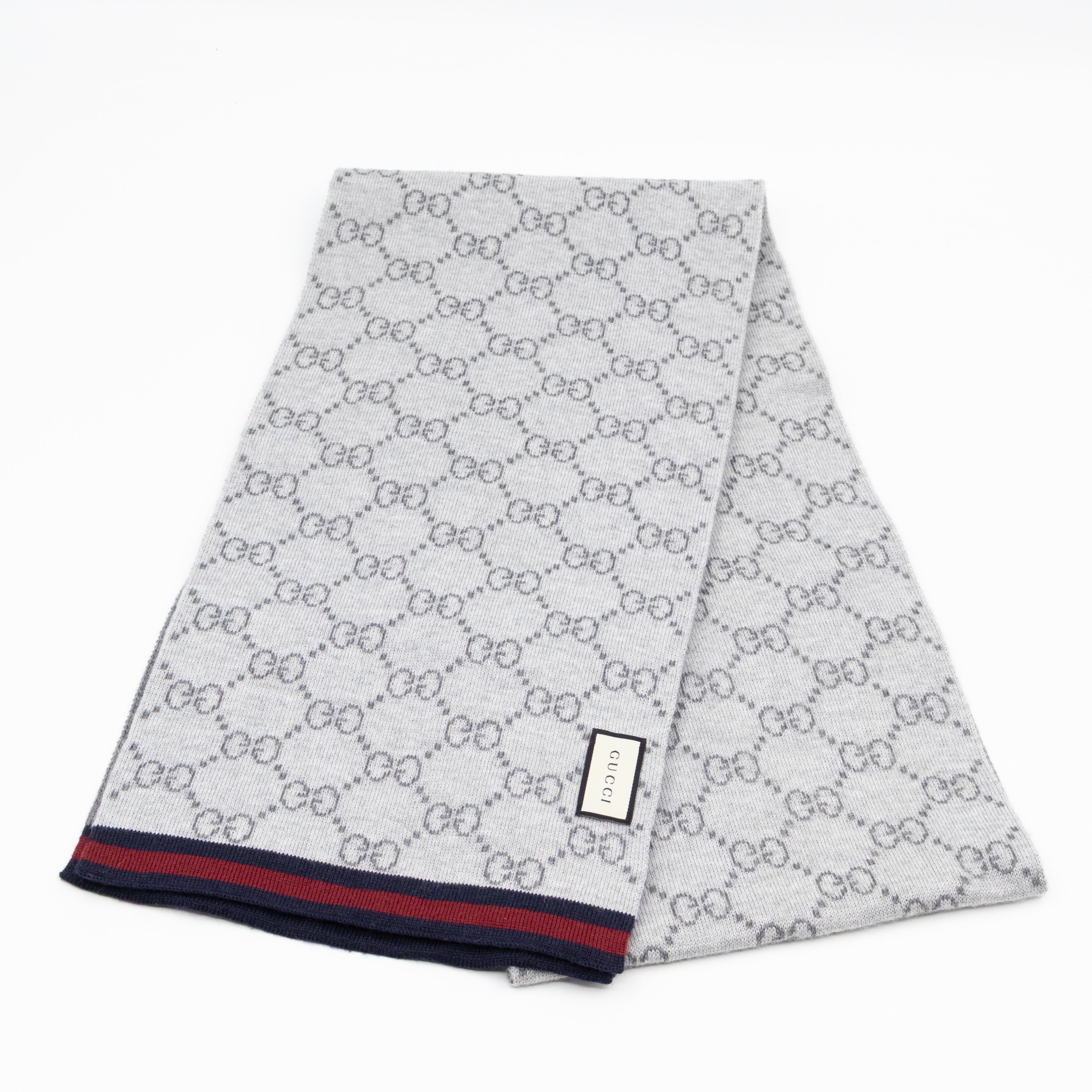 GG Long Wool Scarf Gray