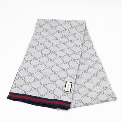GG Long Wool Scarf Gray
