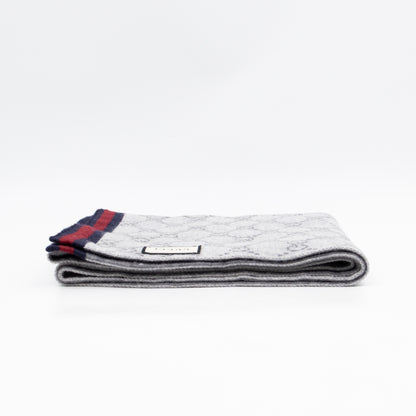 GG Long Wool Scarf Gray