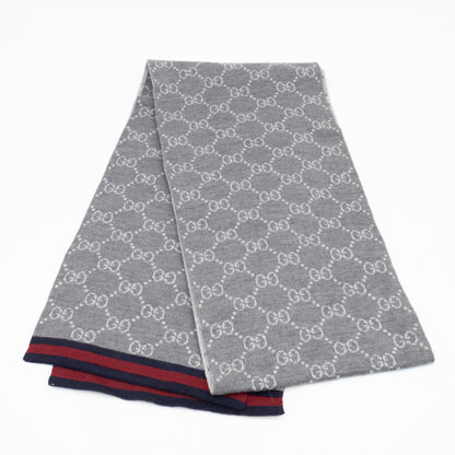 GG Long Wool Scarf Gray