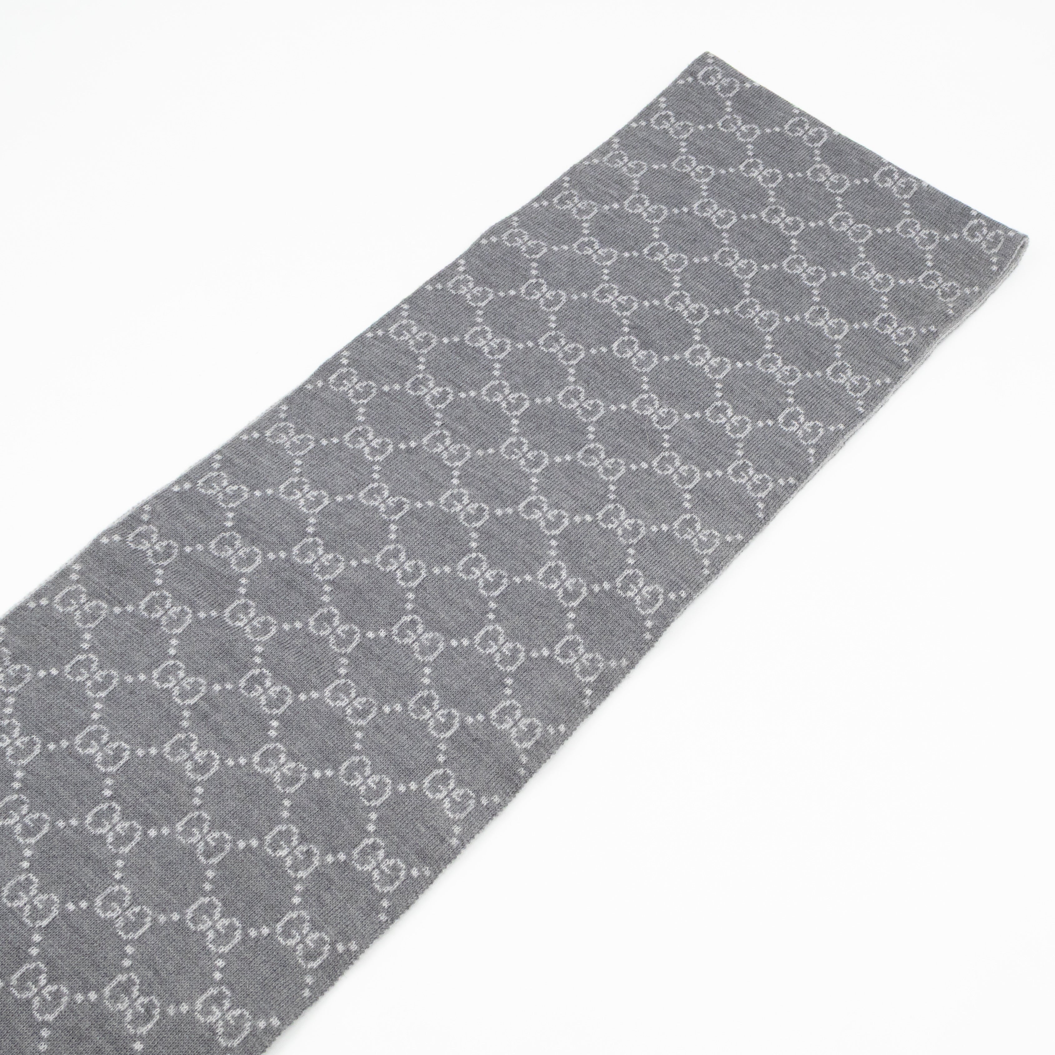 GG Long Wool Scarf Gray