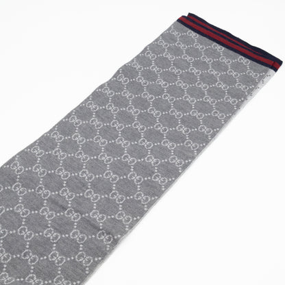 GG Long Wool Scarf Gray