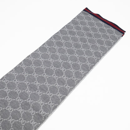 GG Long Wool Scarf Gray