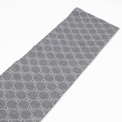 GG Long Wool Scarf Gray