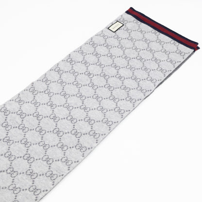 GG Long Wool Scarf Gray