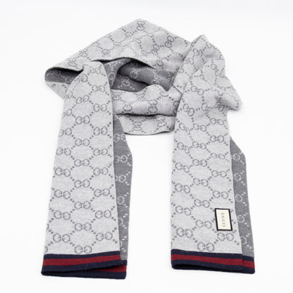 GG Long Wool Scarf Gray