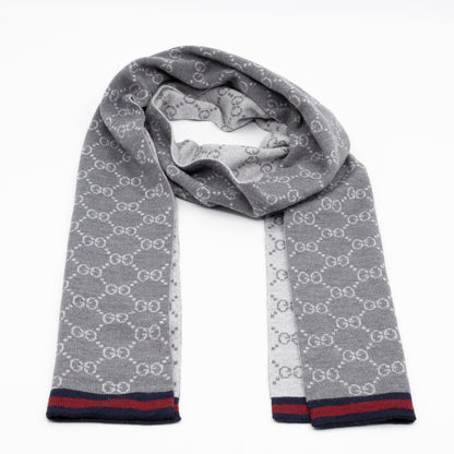 GG Long Wool Scarf Gray