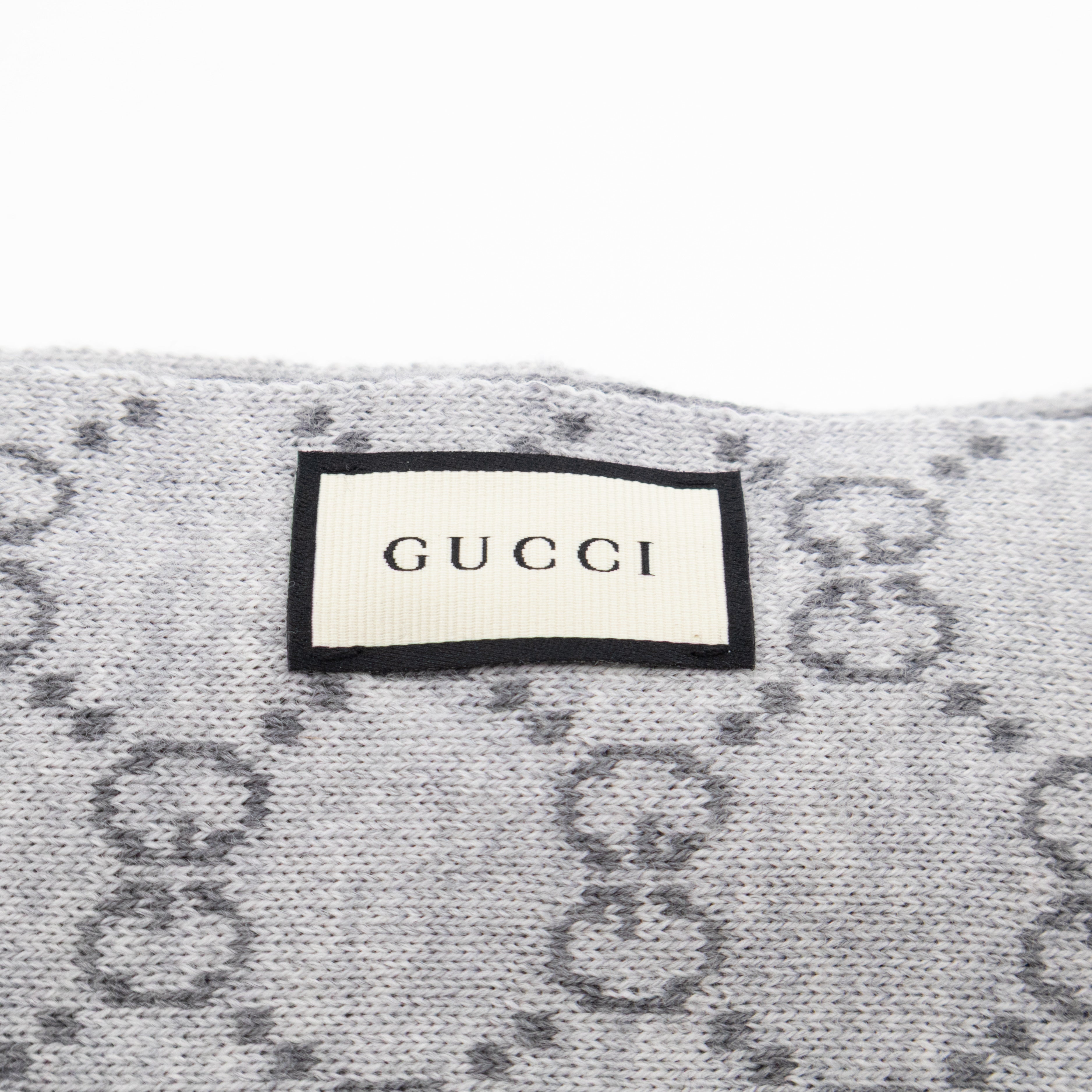 GG Long Wool Scarf Gray