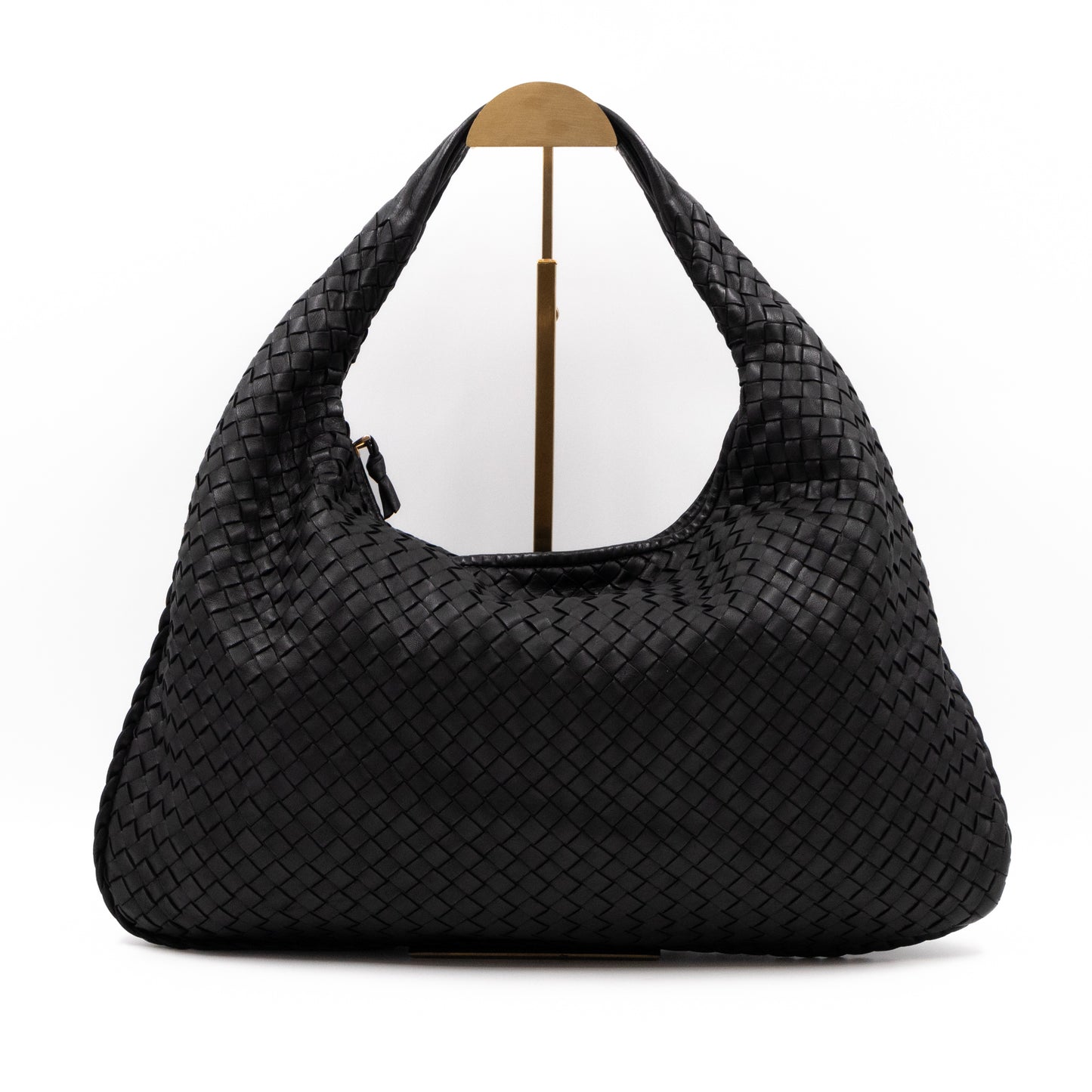 Veneta Hobo Bag Intrecciato Black Leather