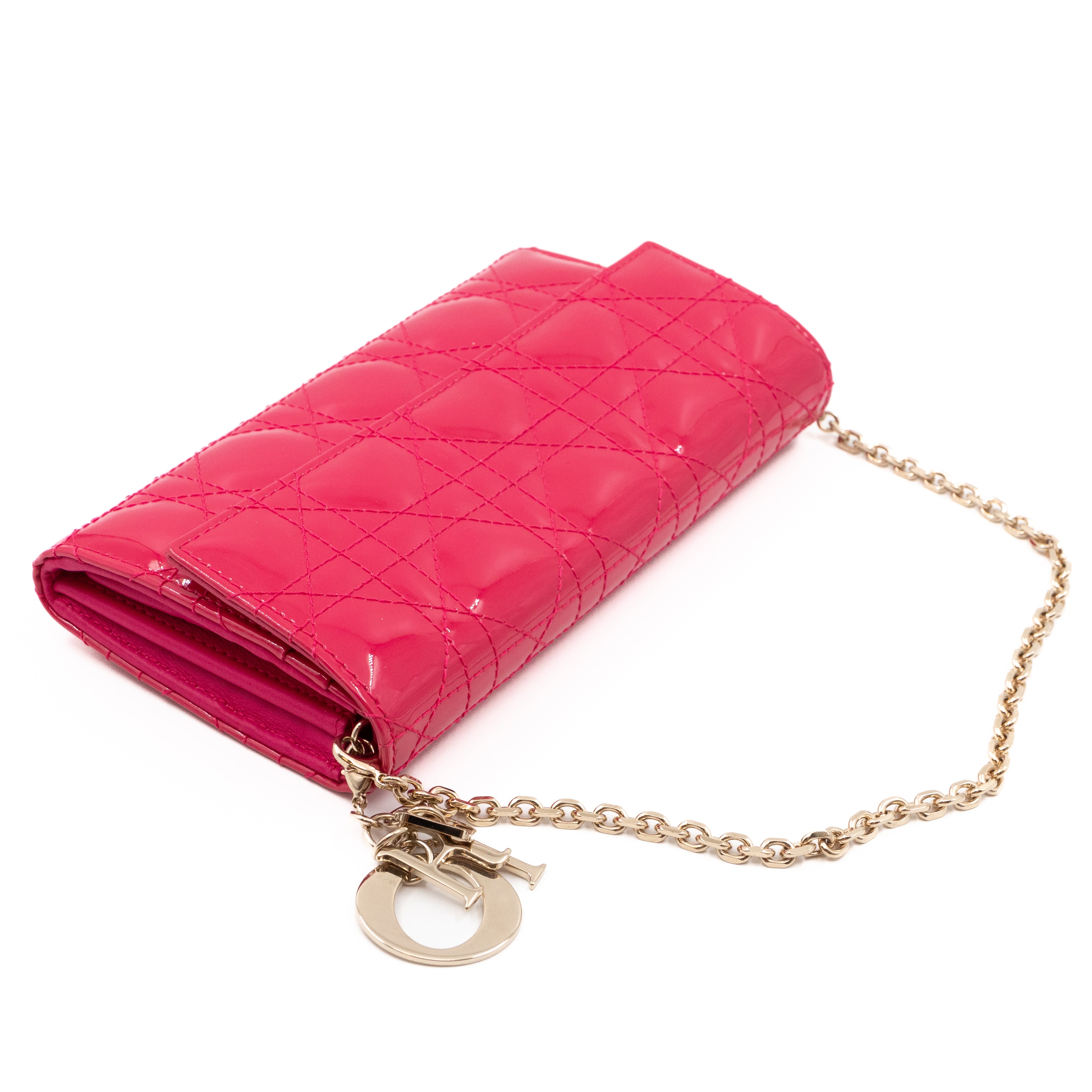 Lady Dior Wallet on Chain Pink Patent Leather