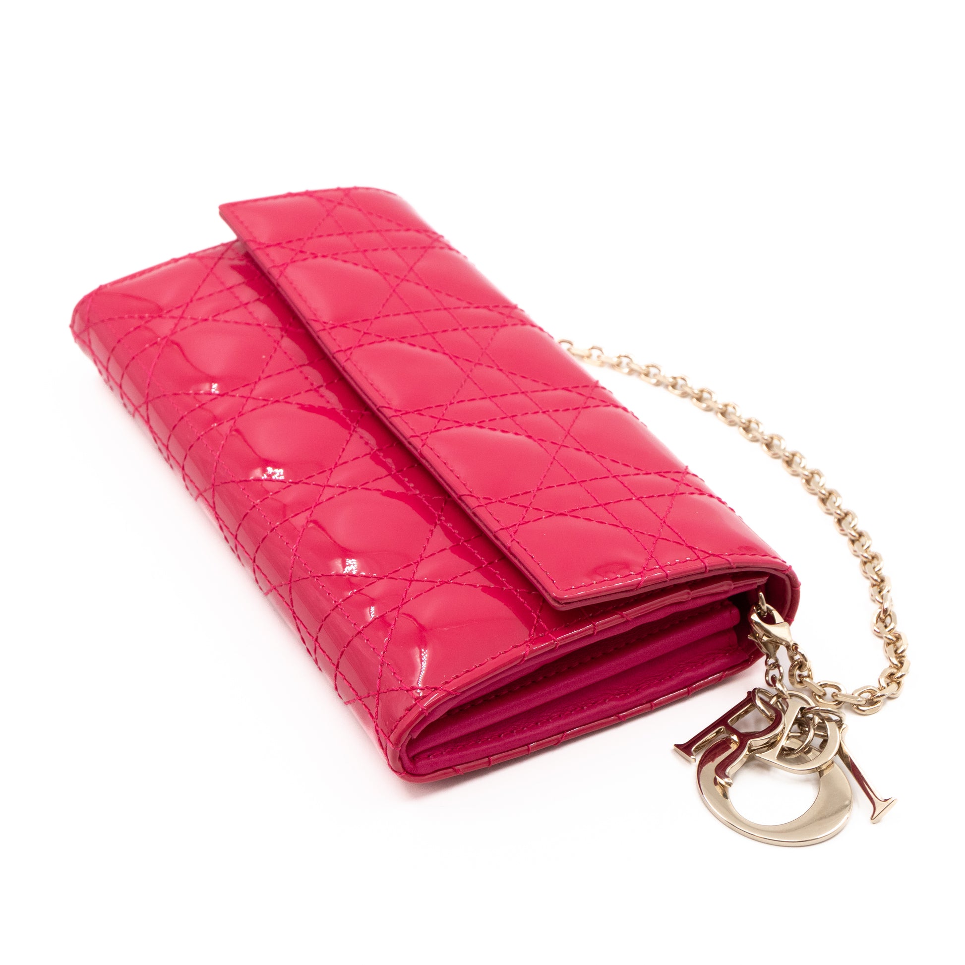 Christian Dior – Christian Dior Lady Dior Wallet on Chain Pink Patent  Leather – Queen Station