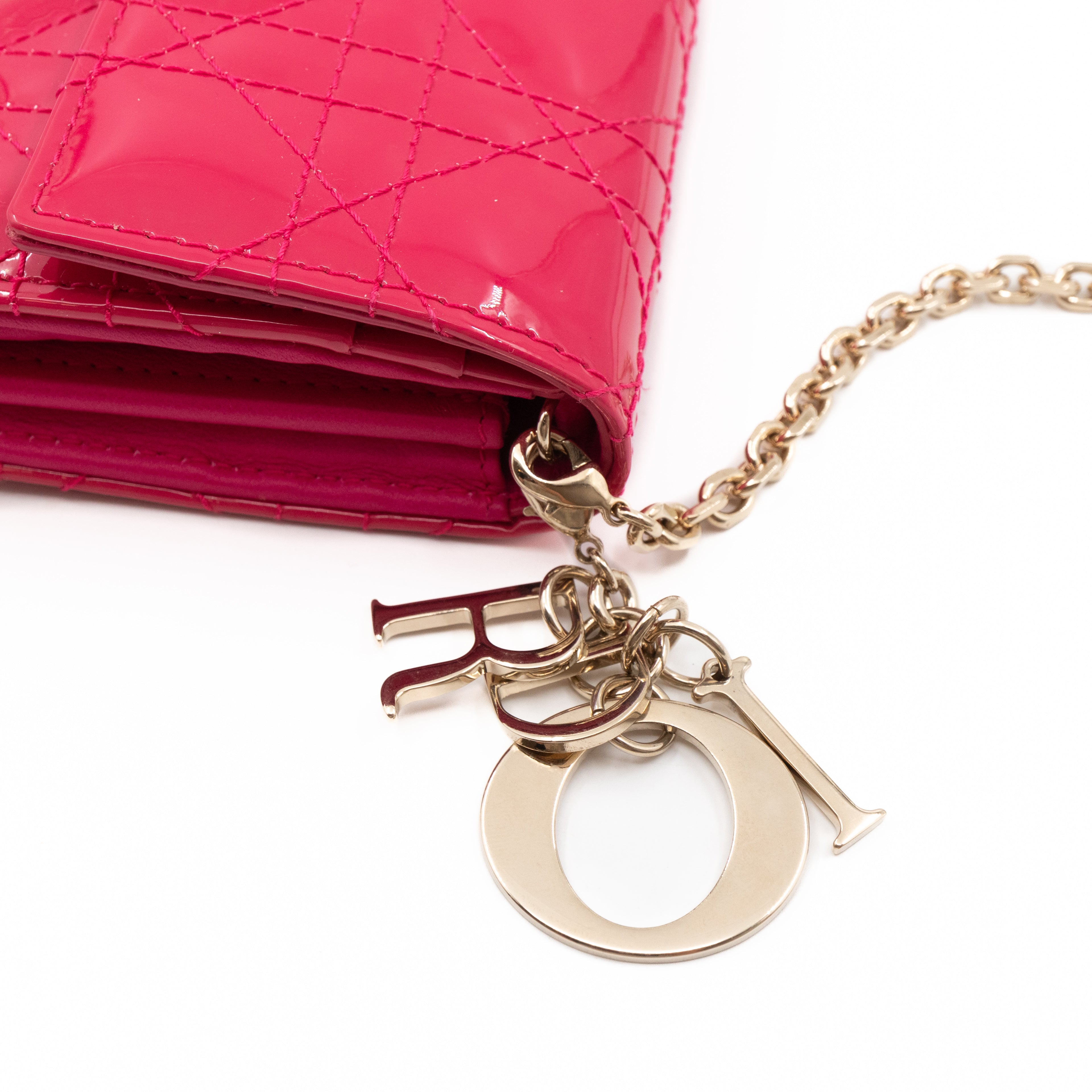 Lady Dior Wallet on Chain Pink Patent Leather