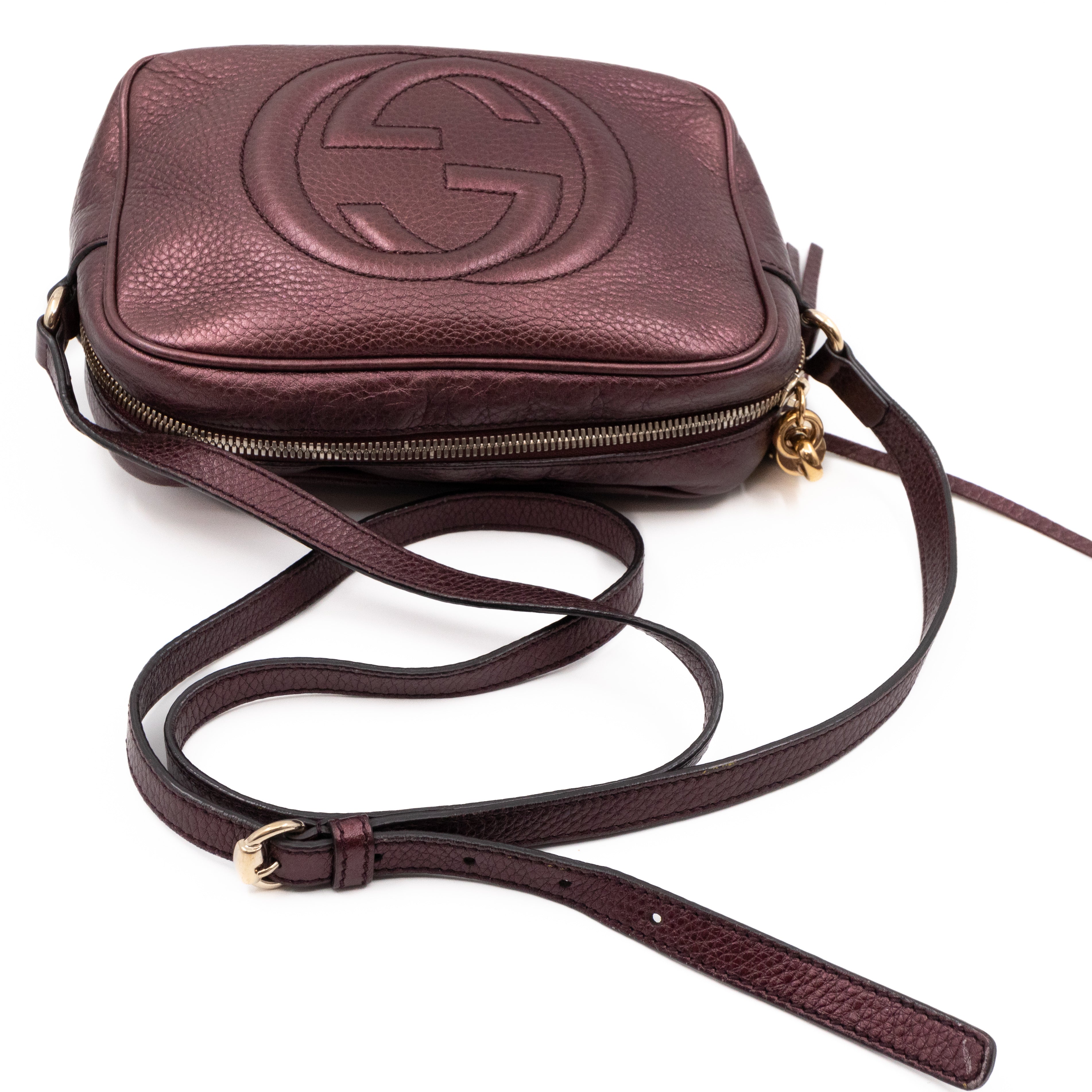 Gucci Gucci Disco Soho Rose Purple Metallic Leather Queen Station