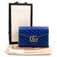 GG Marmont Diagonal Matelassé Chain Wallet Blue Leather