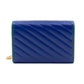 GG Marmont Diagonal Matelassé Chain Wallet Blue Leather