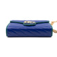 GG Marmont Diagonal Matelassé Chain Wallet Blue Leather