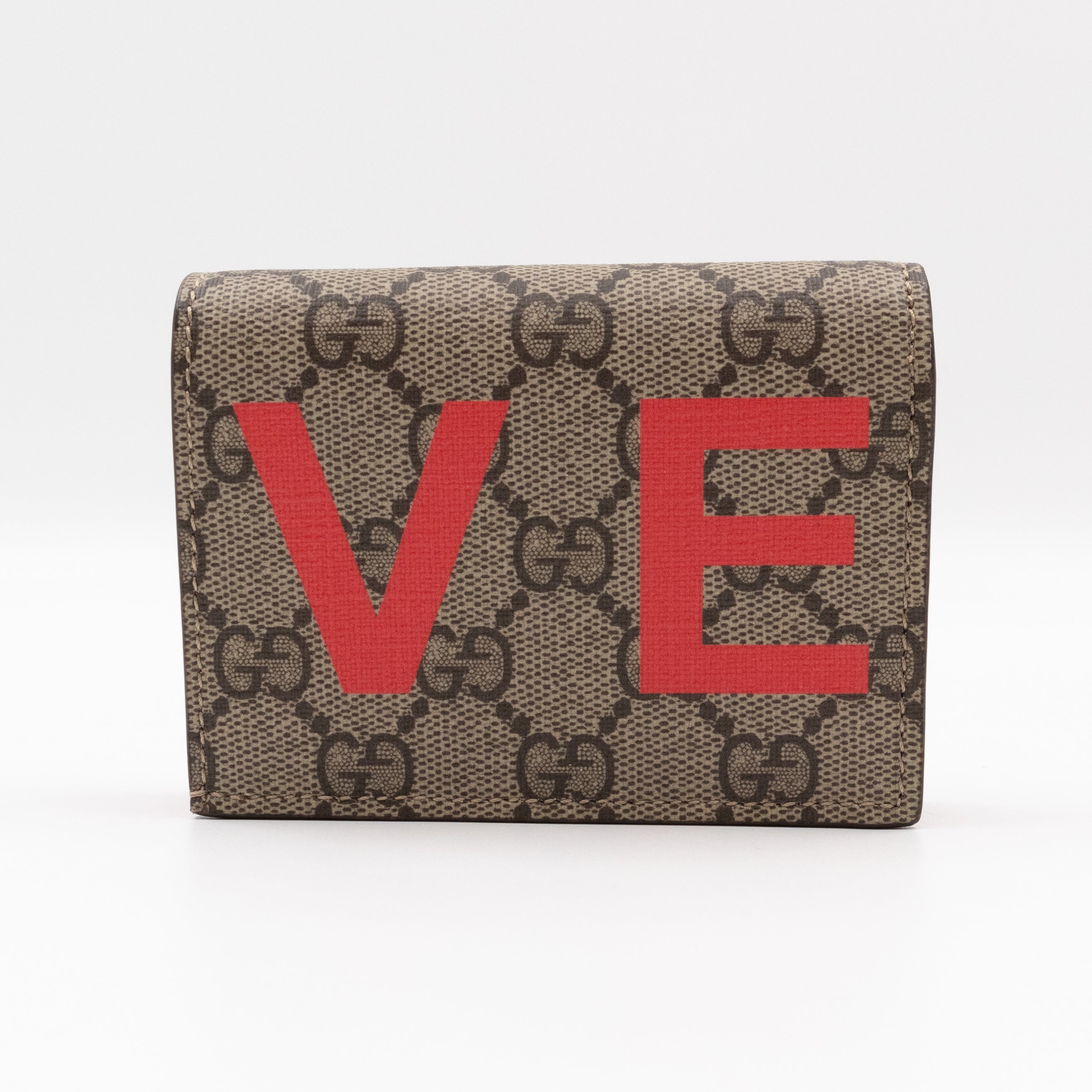 LOVE Card Case Flap Wallet GG Supreme Canvas Red