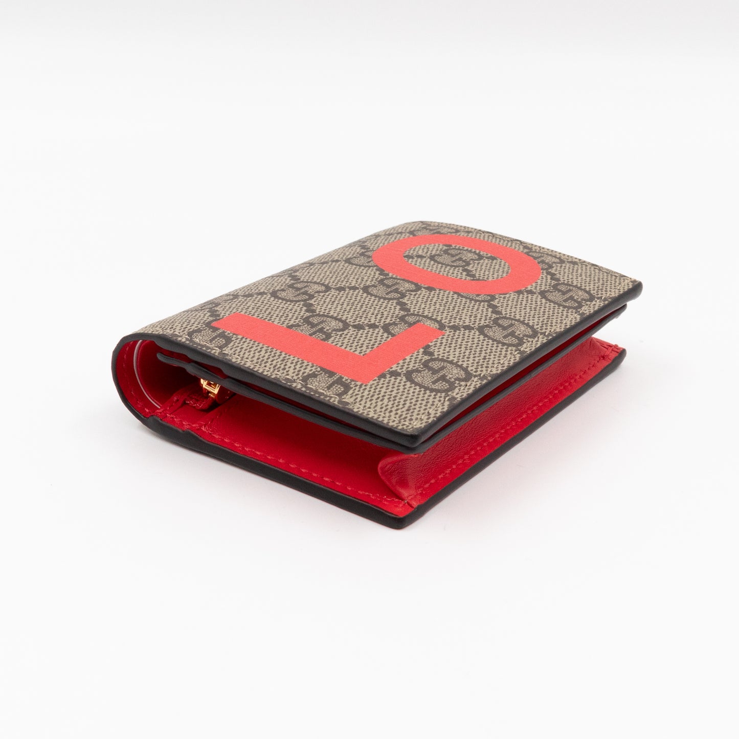 LOVE Card Case Flap Wallet GG Supreme Canvas Red