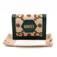 Gucci 100 Card Case Green Leather Beige Jacquard
