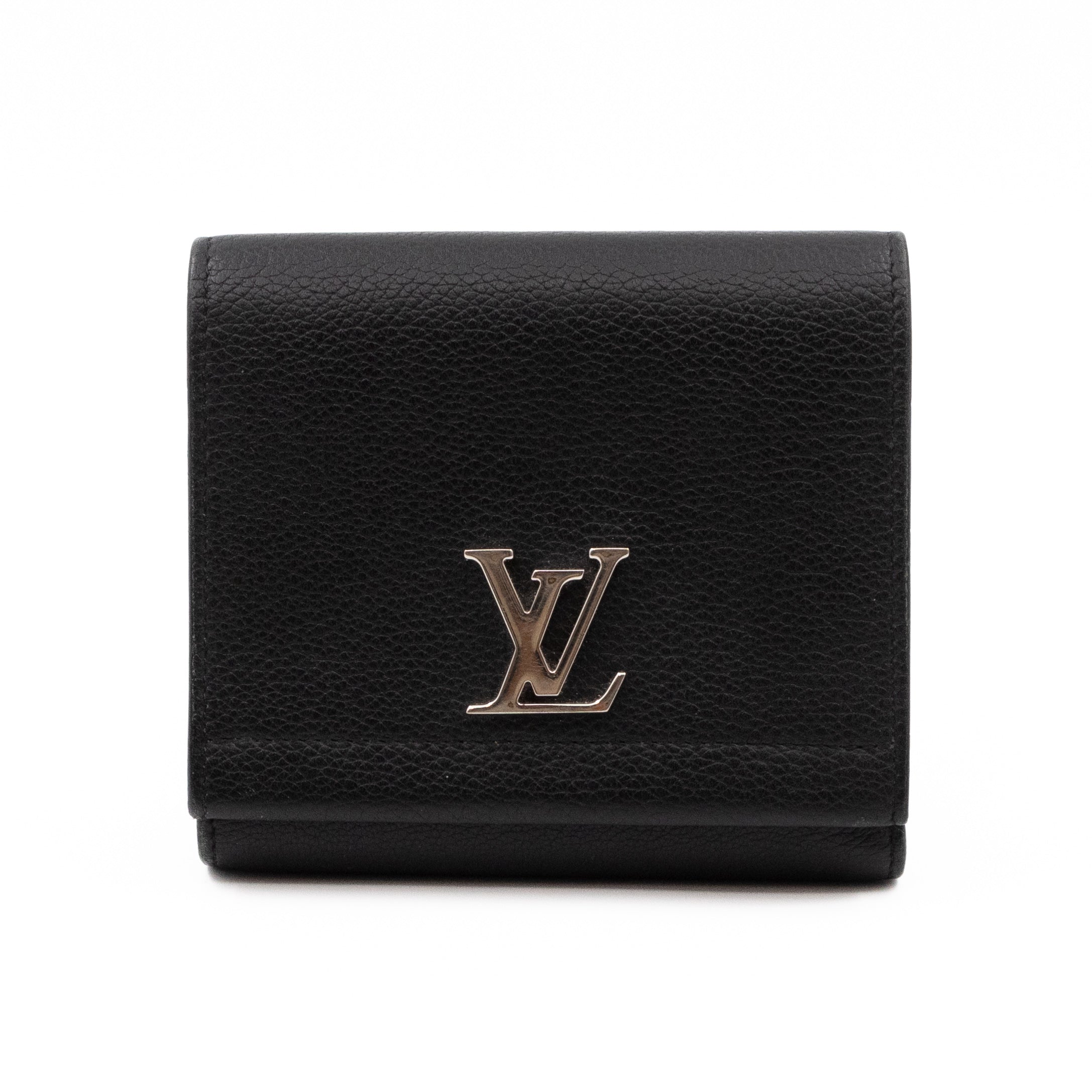LockMe II Compact Wallet Black Leather