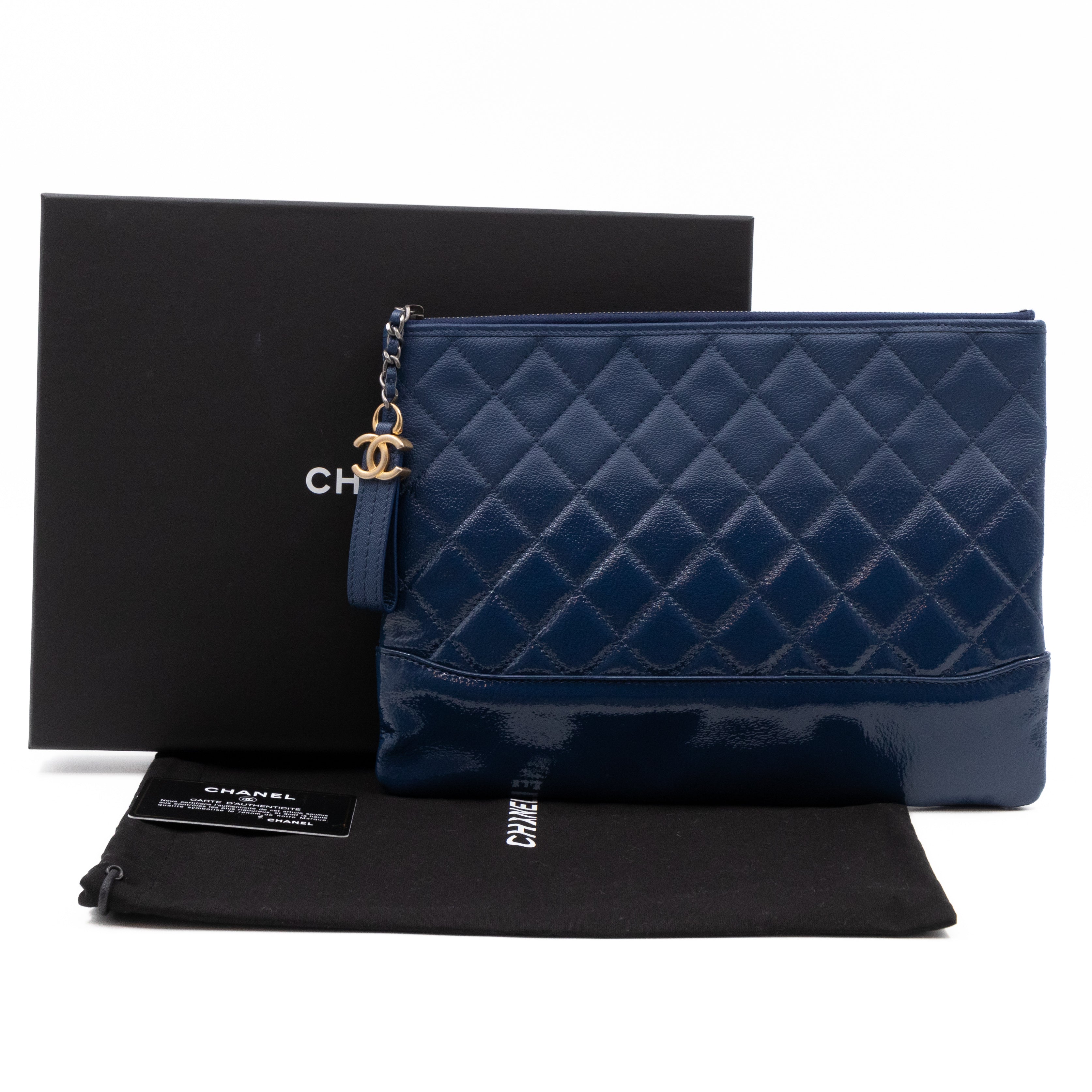 Gabrielle O Case Large Pouch Navy Leather