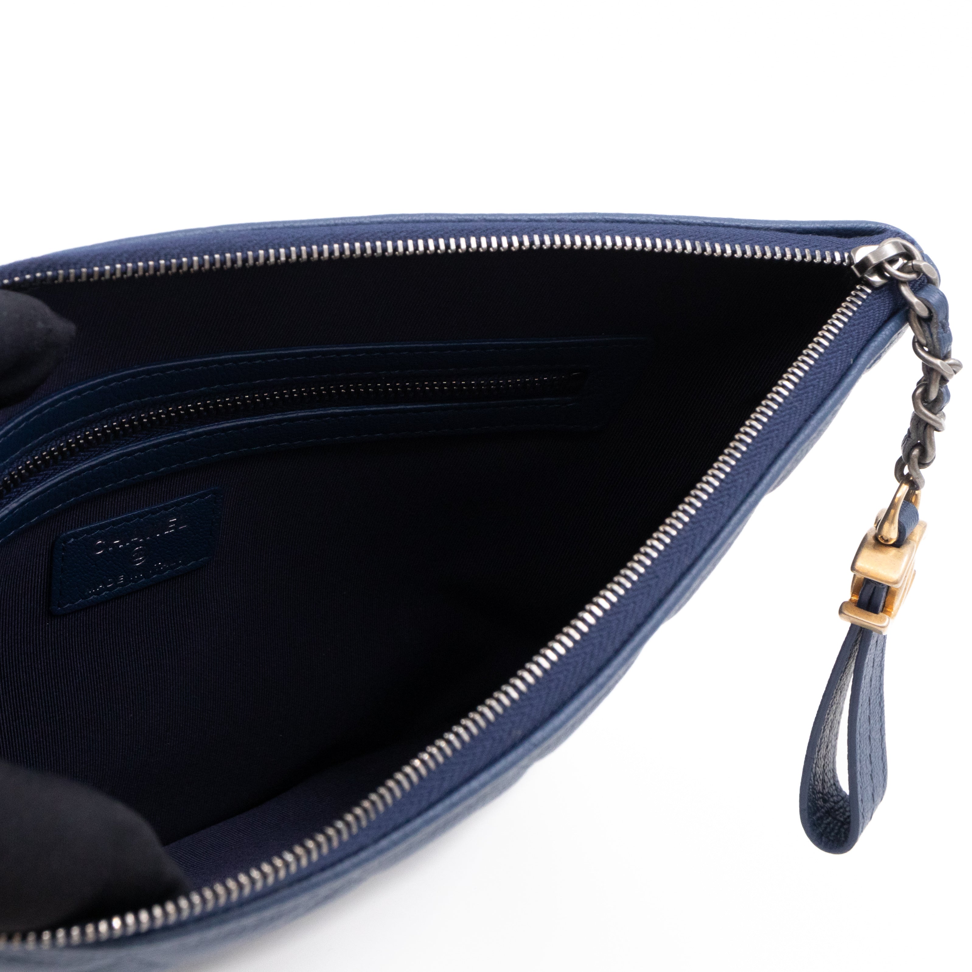 Gabrielle O Case Large Pouch Navy Leather