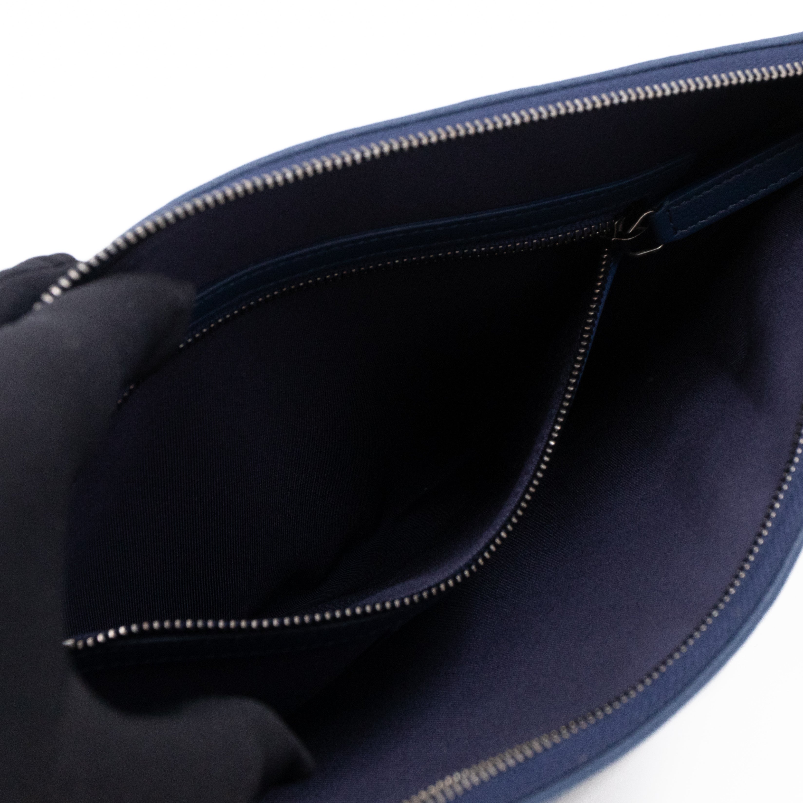 Gabrielle O Case Large Pouch Navy Leather