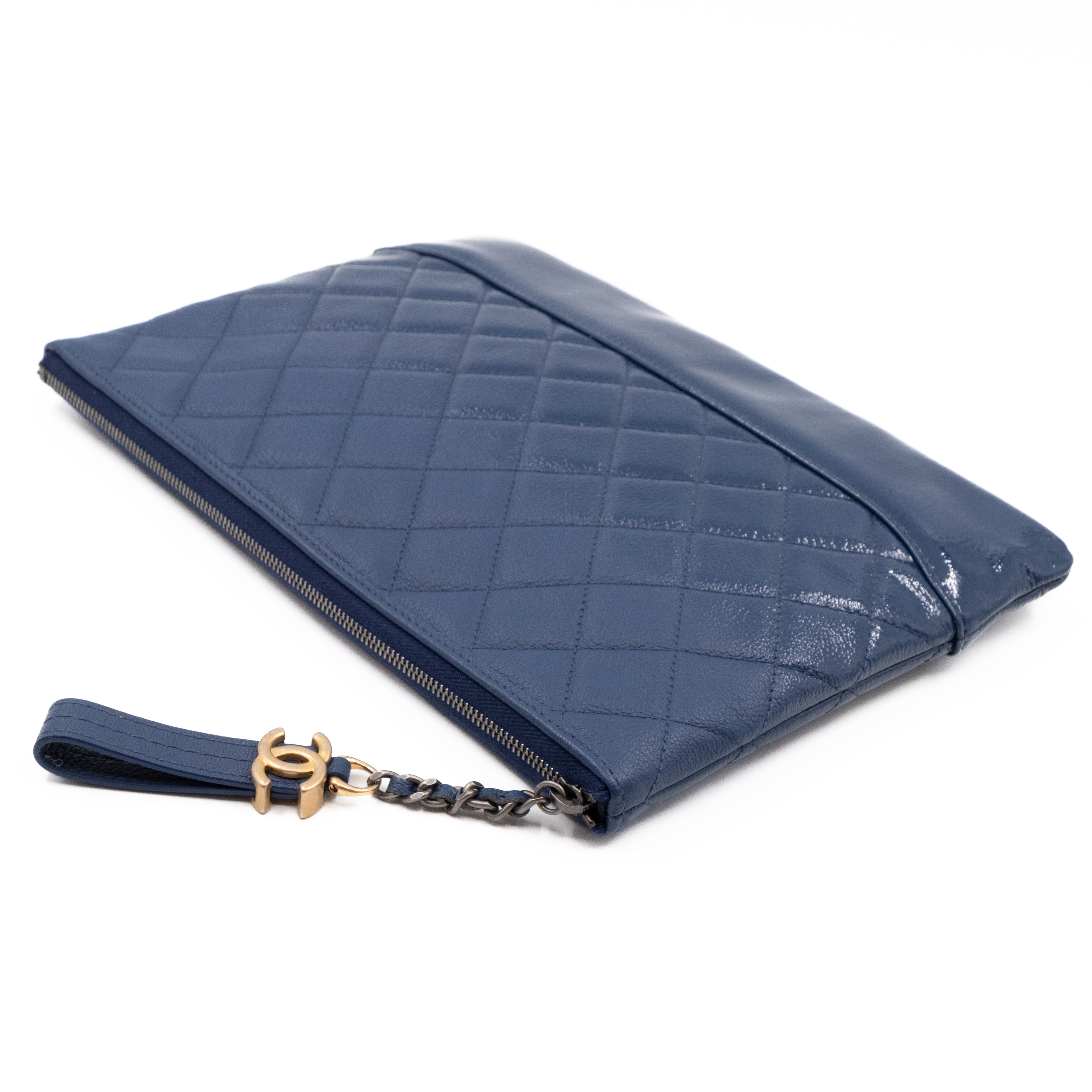 Gabrielle O Case Large Pouch Navy Leather