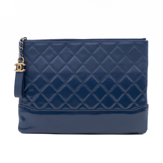 Gabrielle O Case Large Pouch Navy Leather