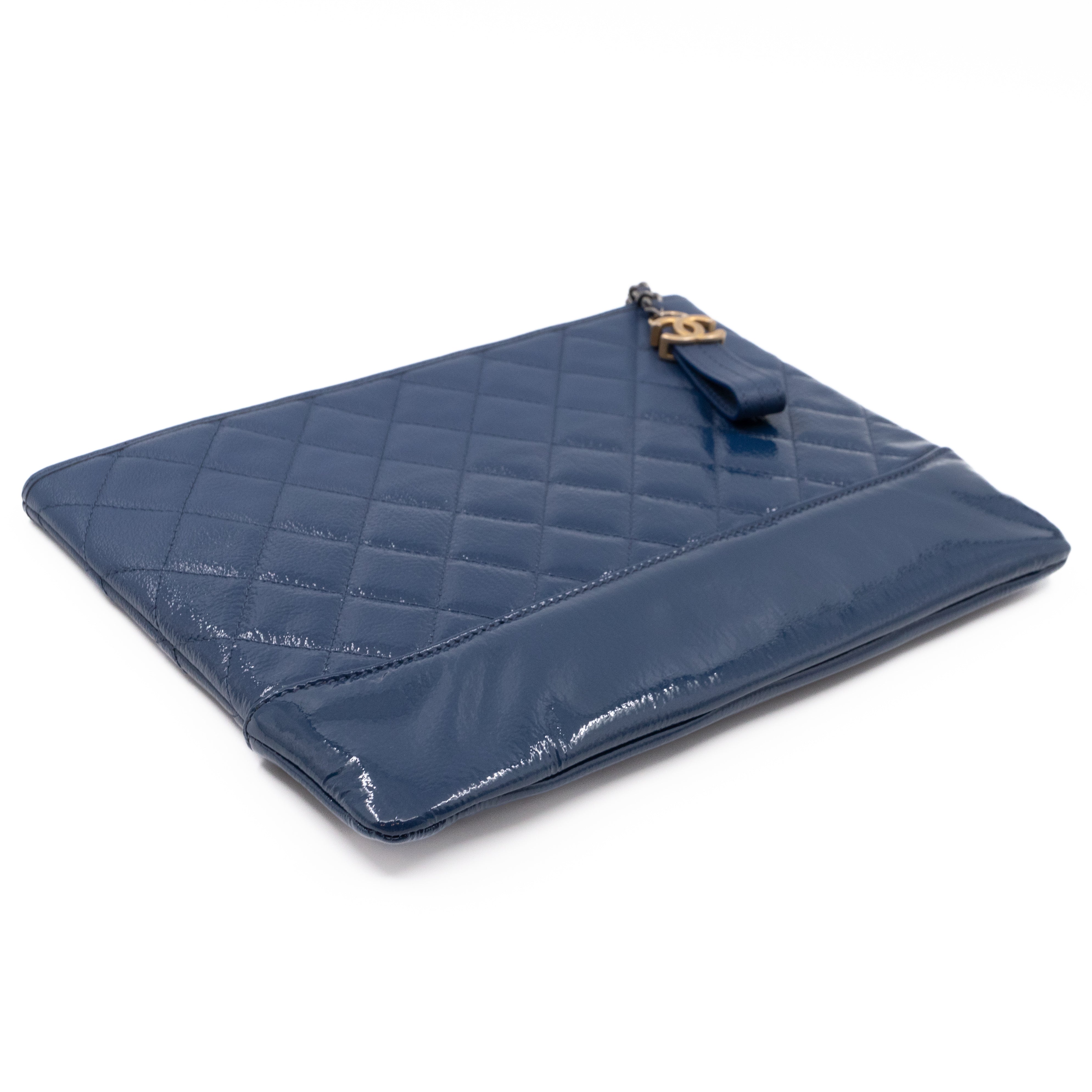 Gabrielle O Case Large Pouch Navy Leather