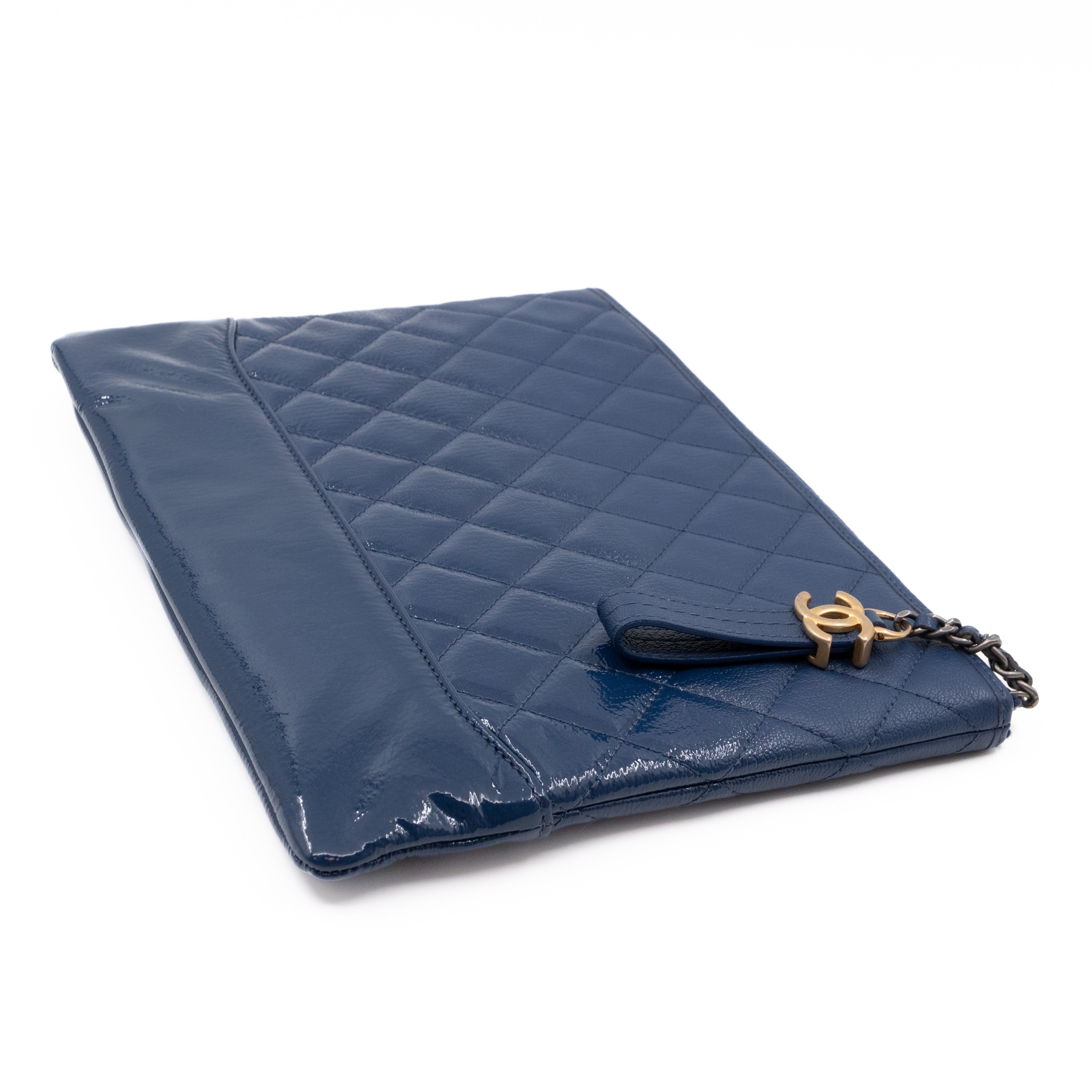 Gabrielle O Case Large Pouch Navy Leather