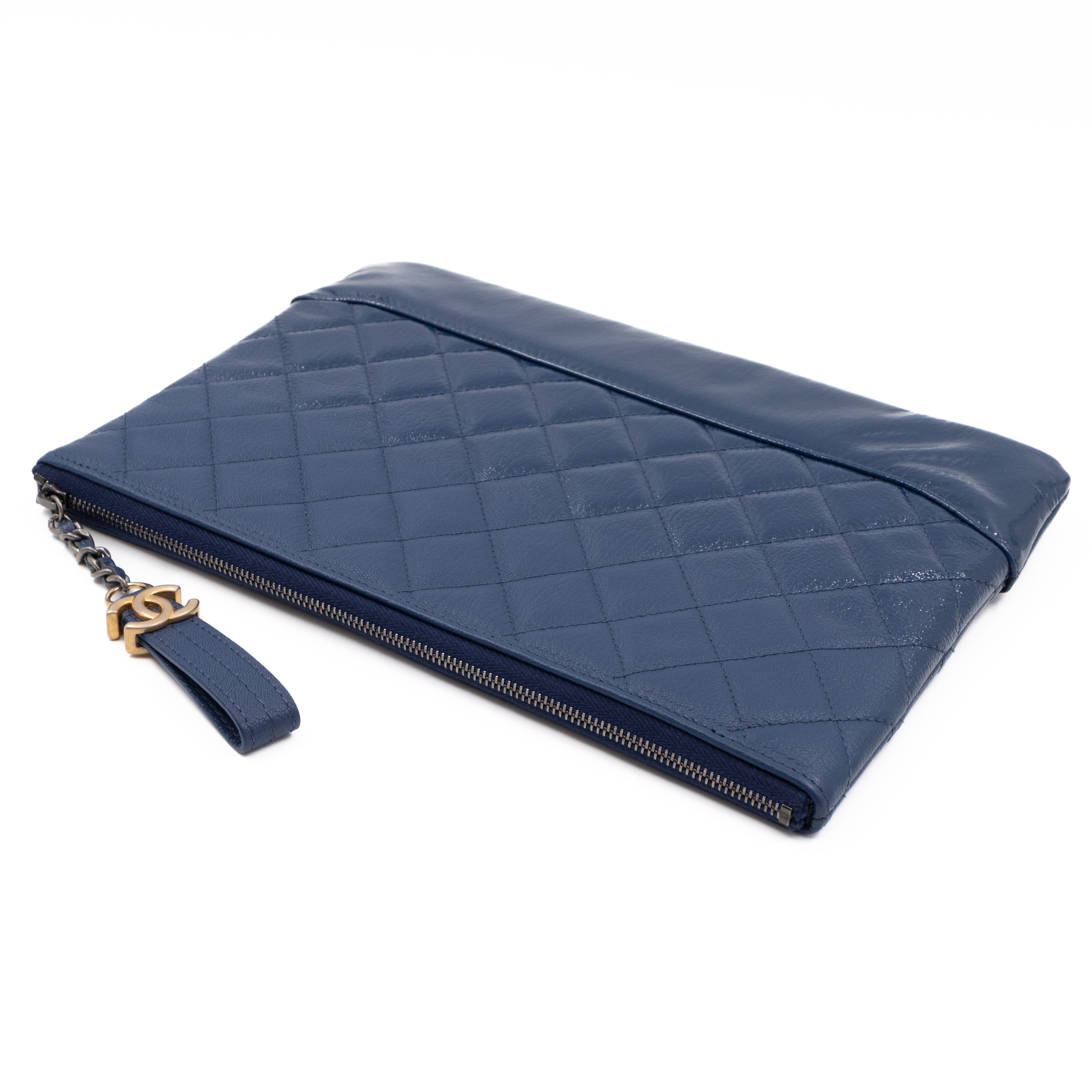 Gabrielle O Case Large Pouch Navy Leather
