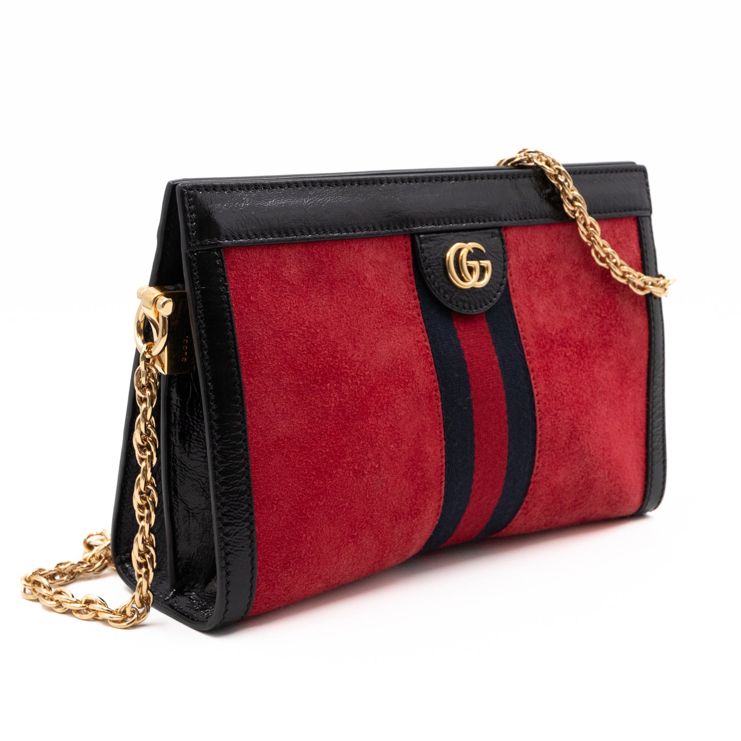 Ophidia GG Small Shoulder Bag Red Suede