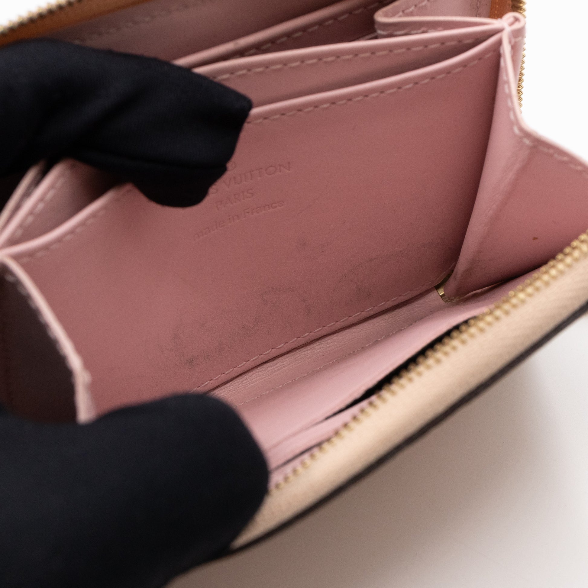 Louis Vuitton Zippy Coin Purse Wallet Rayures pink beige Card