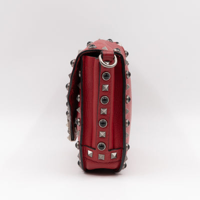 Rockstud Flap Bag Guitar Strap Red Leather