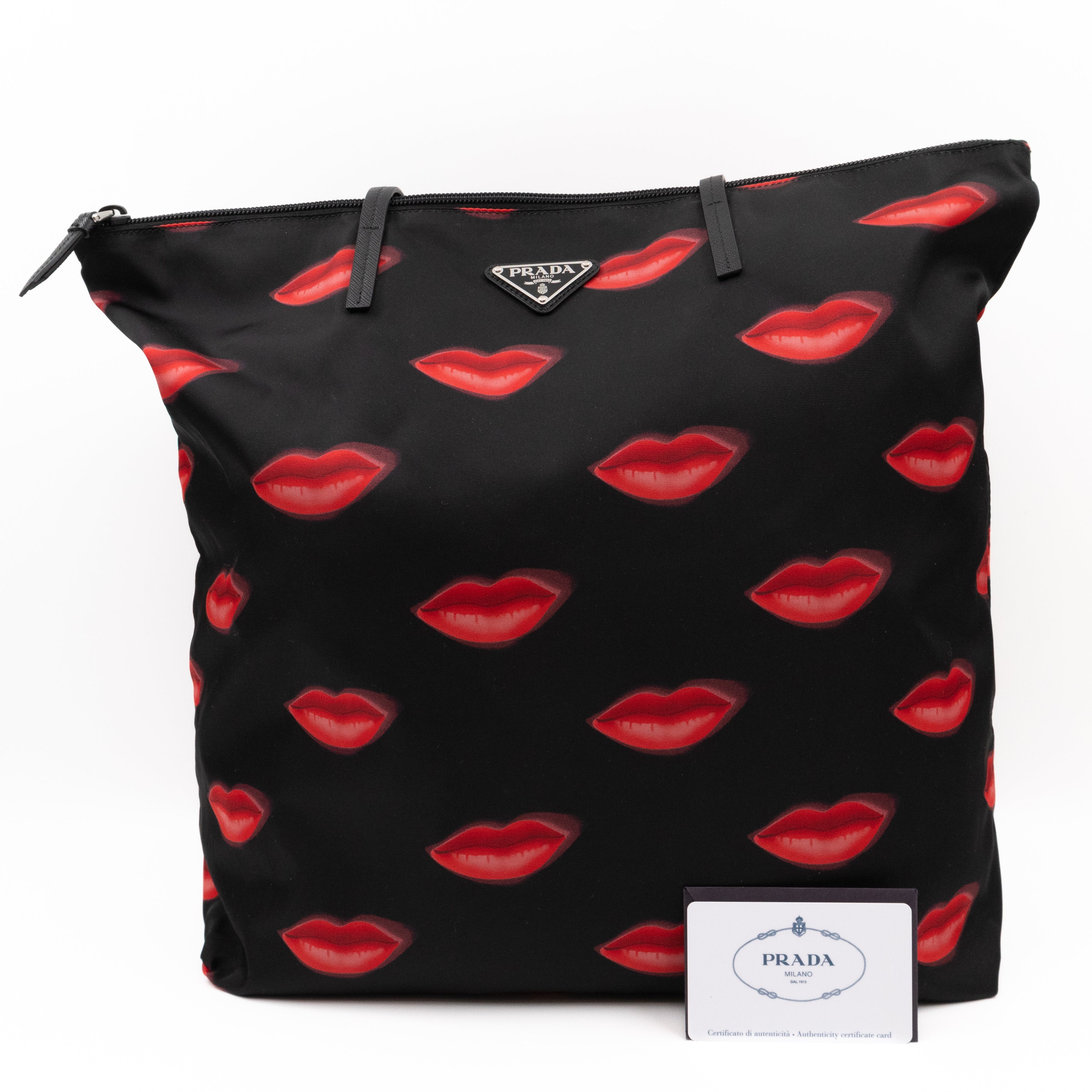 Tessuto Nylon Shopping Tote Stampato Lips