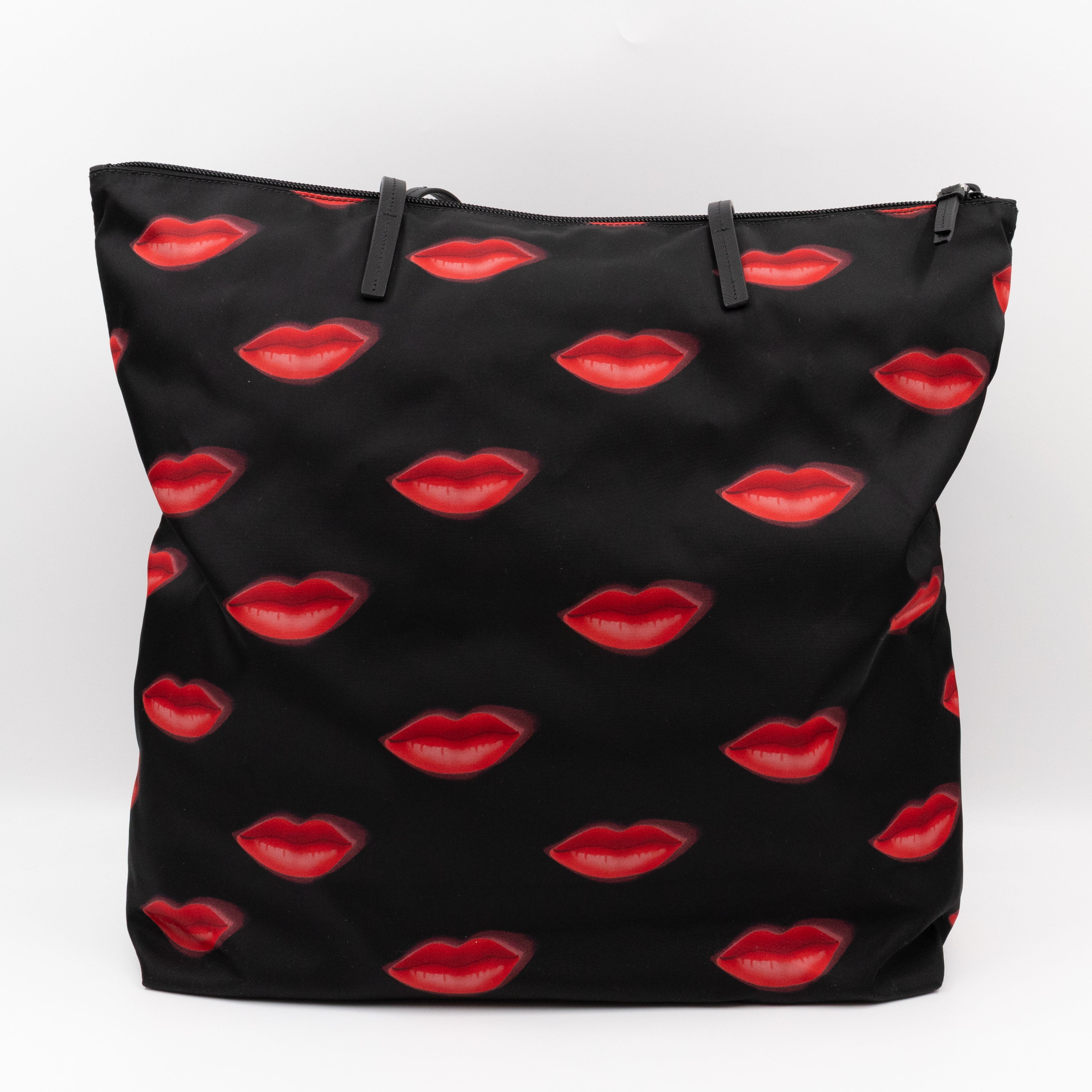 Tessuto Nylon Shopping Tote Stampato Lips