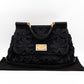 Sicily Large Floral Crocheted Lace Black Leather