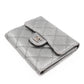 Small Classic Flap Wallet Pixel Effect Leather Silver
