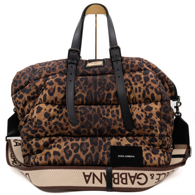 Large Leopard Puffer Tote Bag