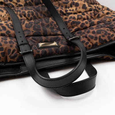 Large Leopard Puffer Tote Bag