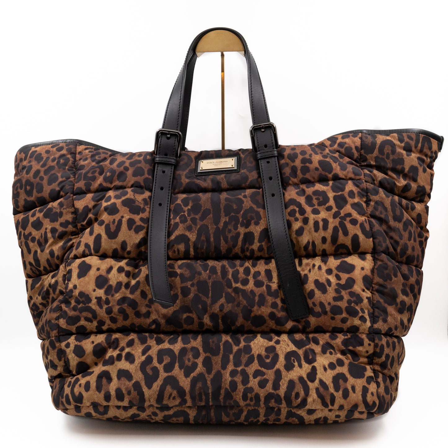 Large Leopard Puffer Tote Bag
