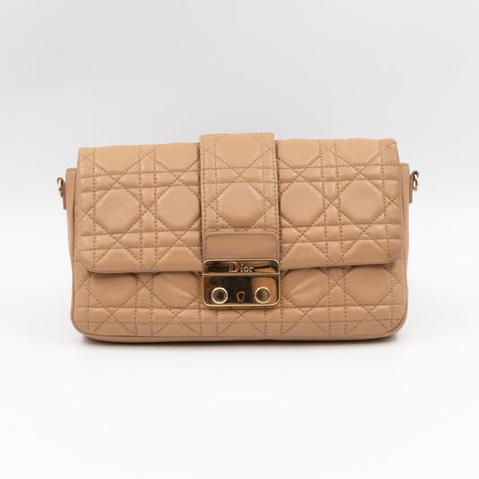 New Lock Pouch Bag Beige Leather